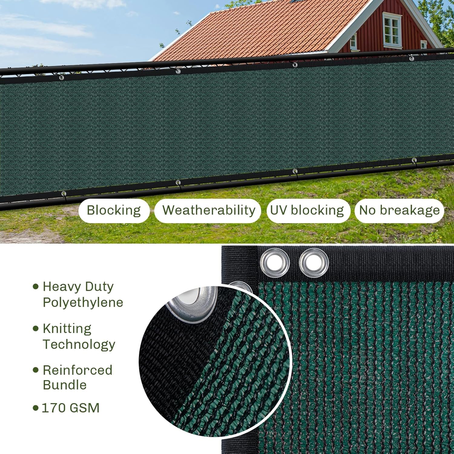 TOTU Privacy Screen Fence showing installation with zipper