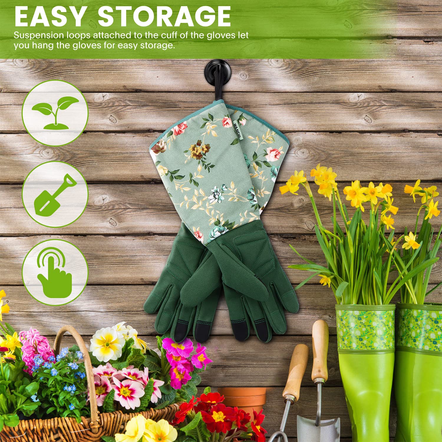 Touch screen compatibility feature on WANCHI Gardening Gloves
