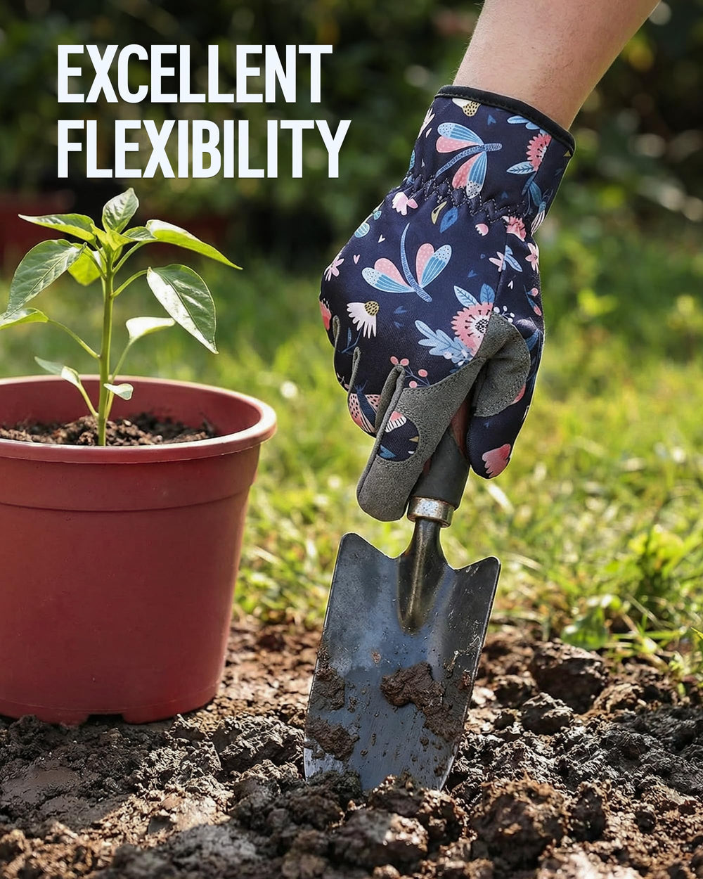 Touchscreen feature of WORKPRO Floral Garden Gloves