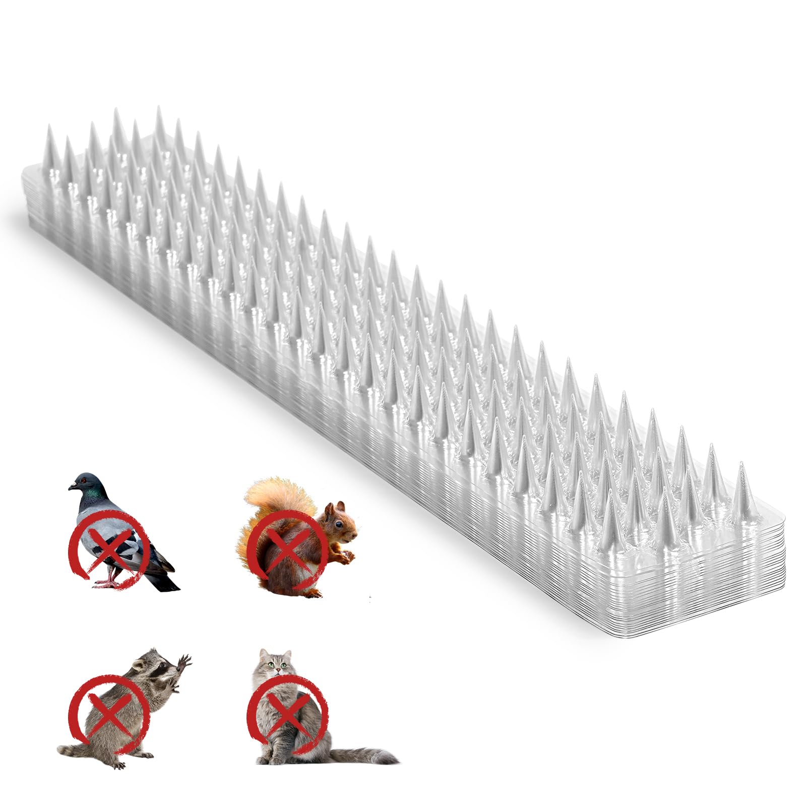 Touri 24 Pcs Clear Bird Spikes front view