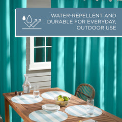 TOWN & COUNTRY BASICS Cabana Curtain Panel, Teal, back view