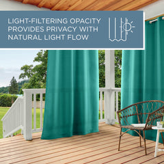 TOWN & COUNTRY BASICS Cabana Curtain Panel, Teal, grommet detail
