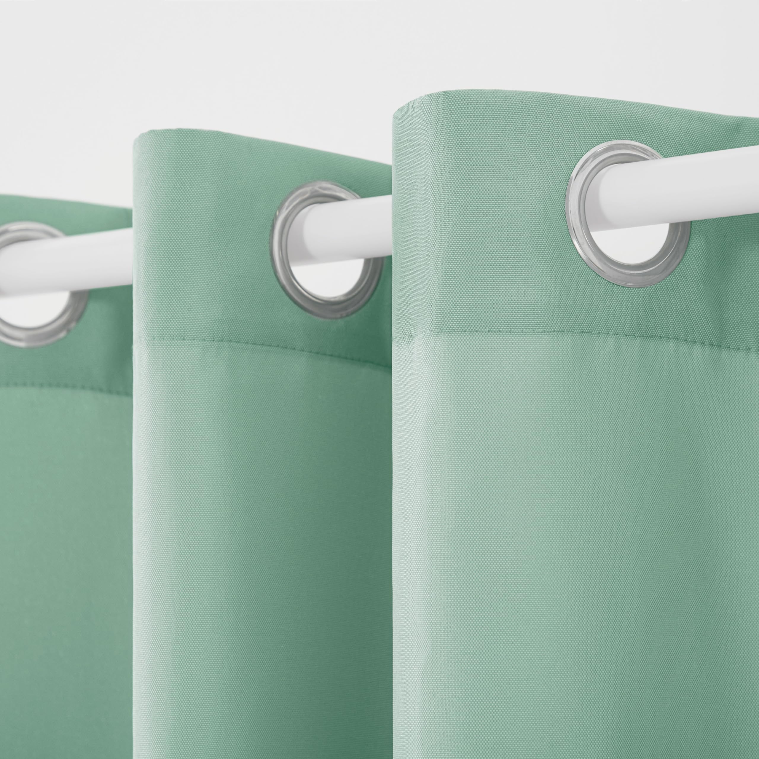 TOWN & COUNTRY BASICS Cabana Curtain Panels hanging on patio