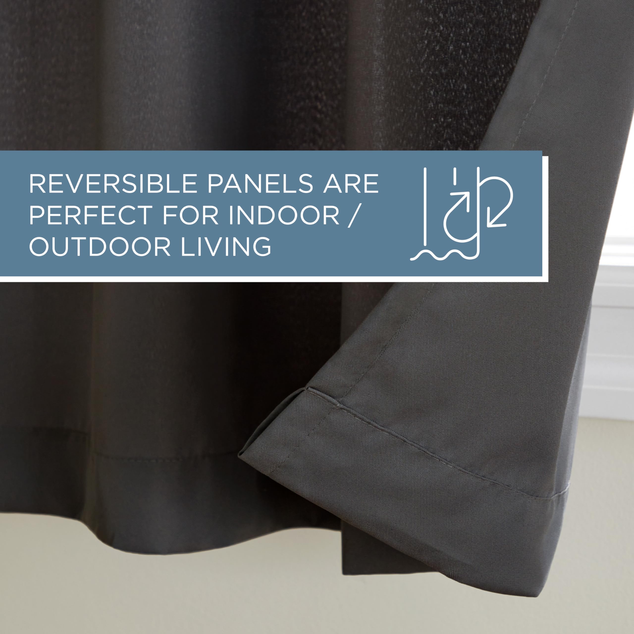 TOWN & COUNTRY BASICS Cabana curtain panels on a deck