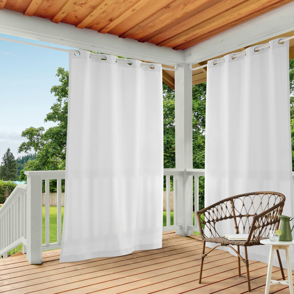 TOWN & COUNTRY BASICS Cabana Indoor Outdoor Curtain Panel Winter White front view