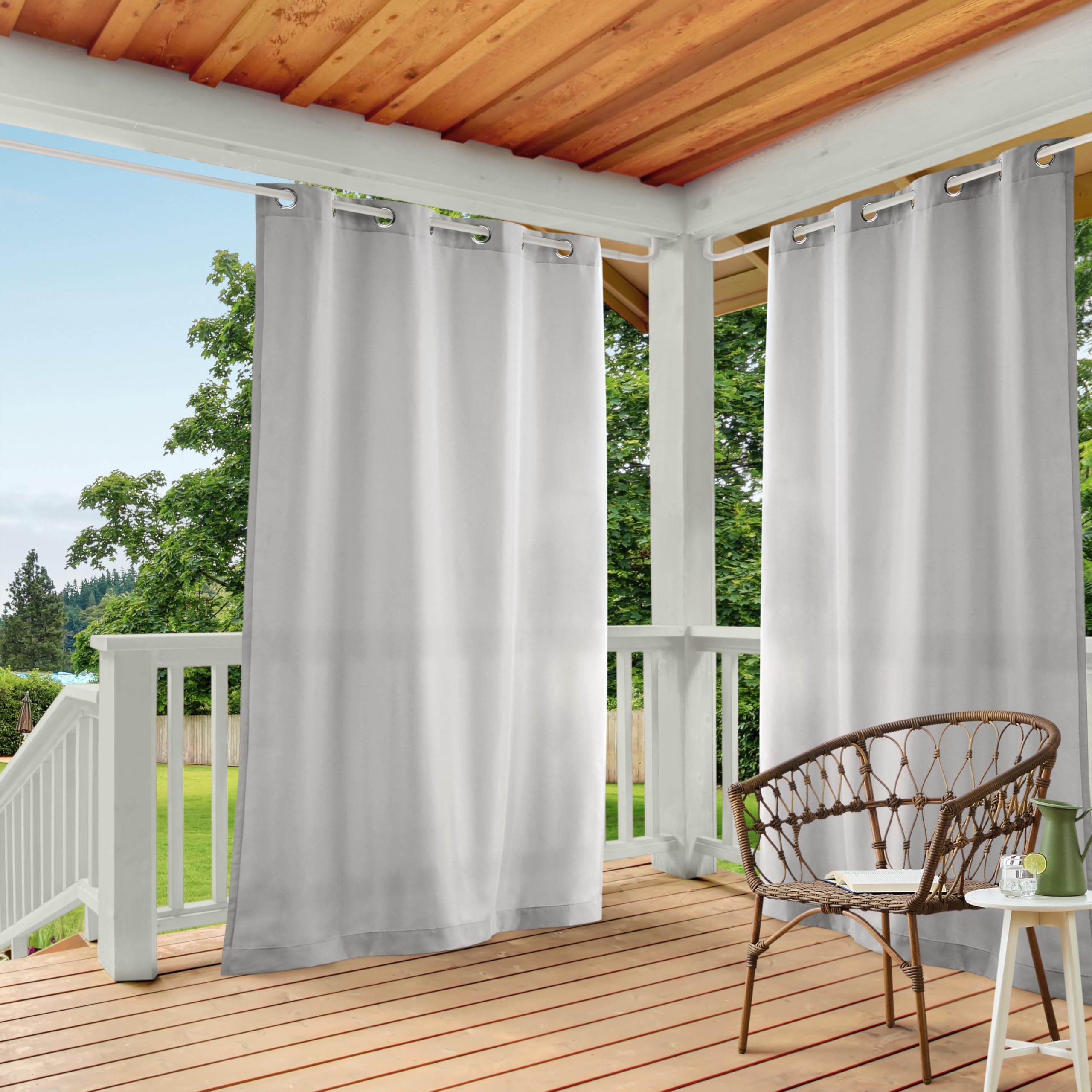 TOWN & COUNTRY BASICS Cabana Outdoor Curtain Panel front view in Cloud Grey