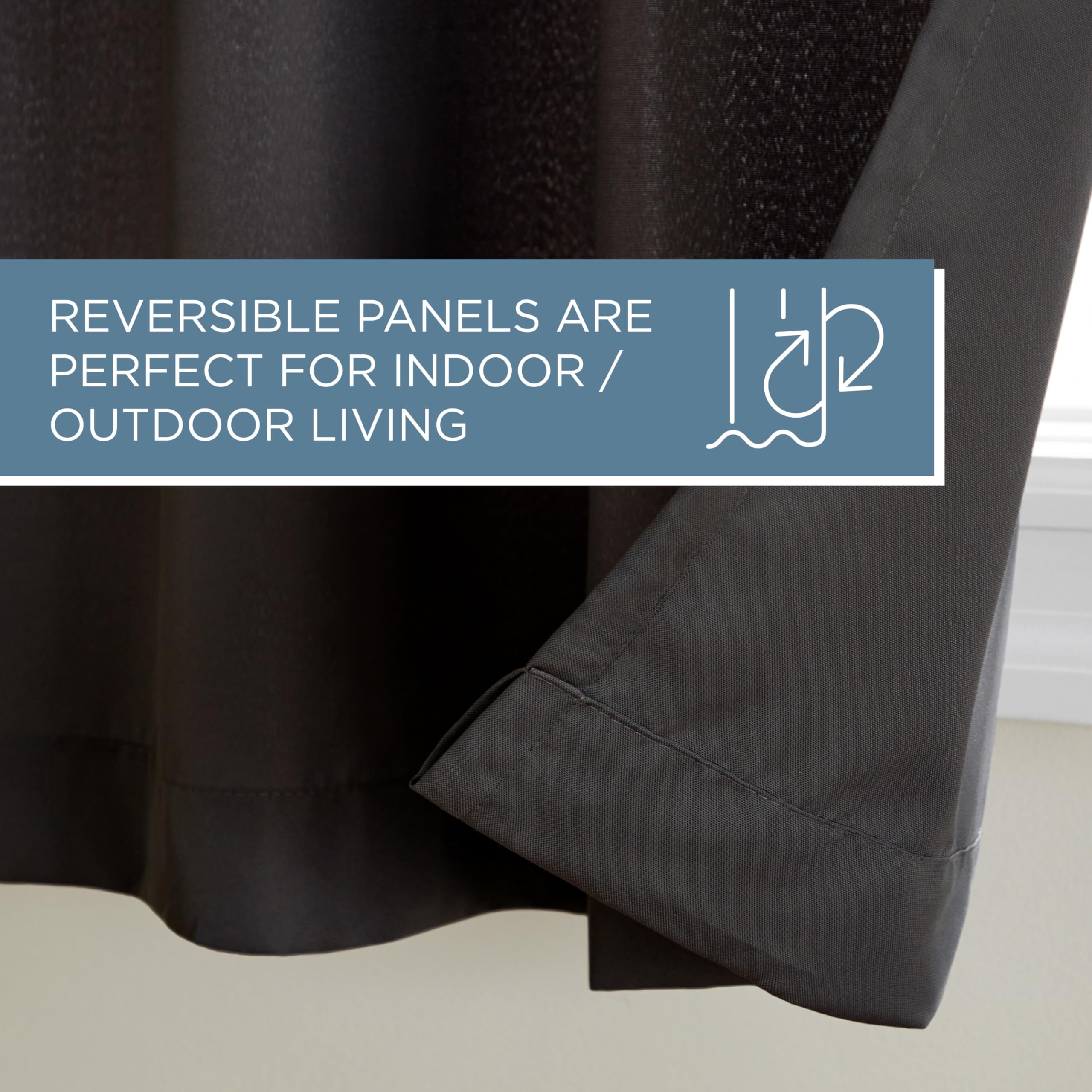 TOWN & COUNTRY BASICS Cabana Solid Heavyweight Curtains in outdoor setting