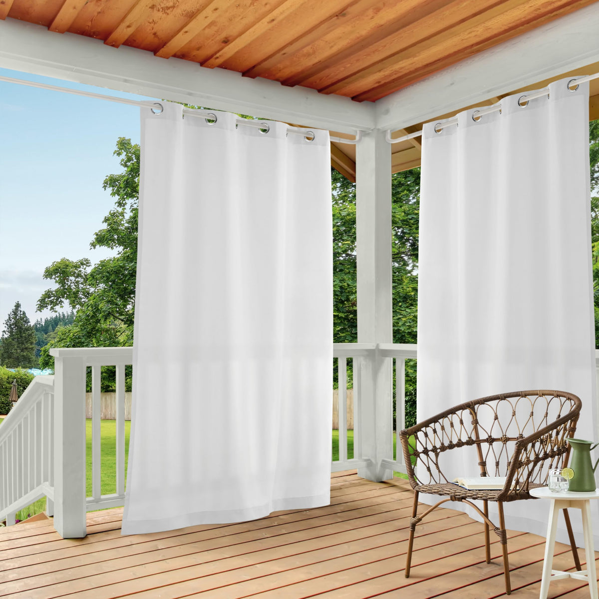 TOWN & COUNTRY BASICS Cabana Solid Heavyweight Outdoor Curtain Panel in Winter White