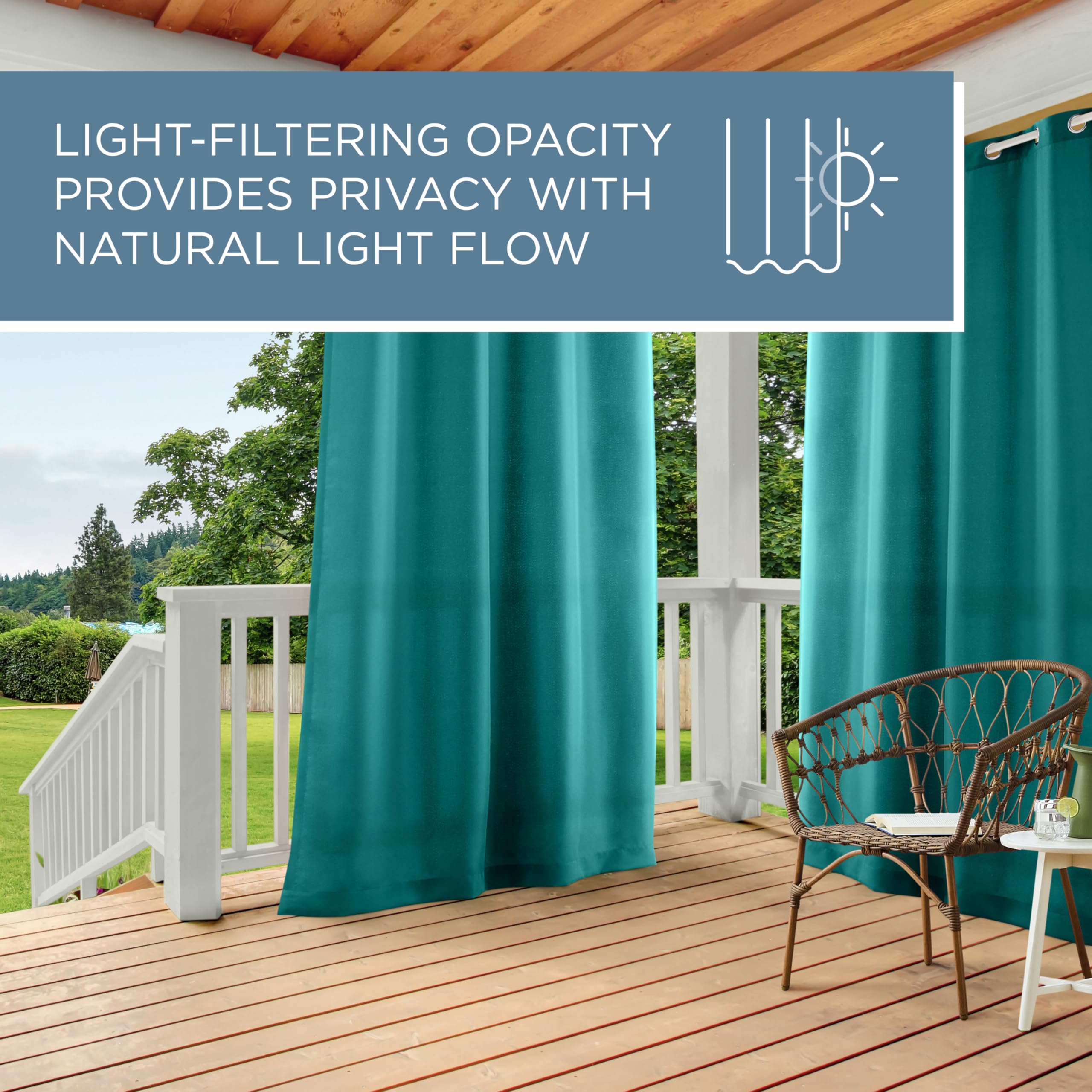 TOWN & COUNTRY BASICS Cabana Solid Heavyweight Outdoor Curtains, in garden setting