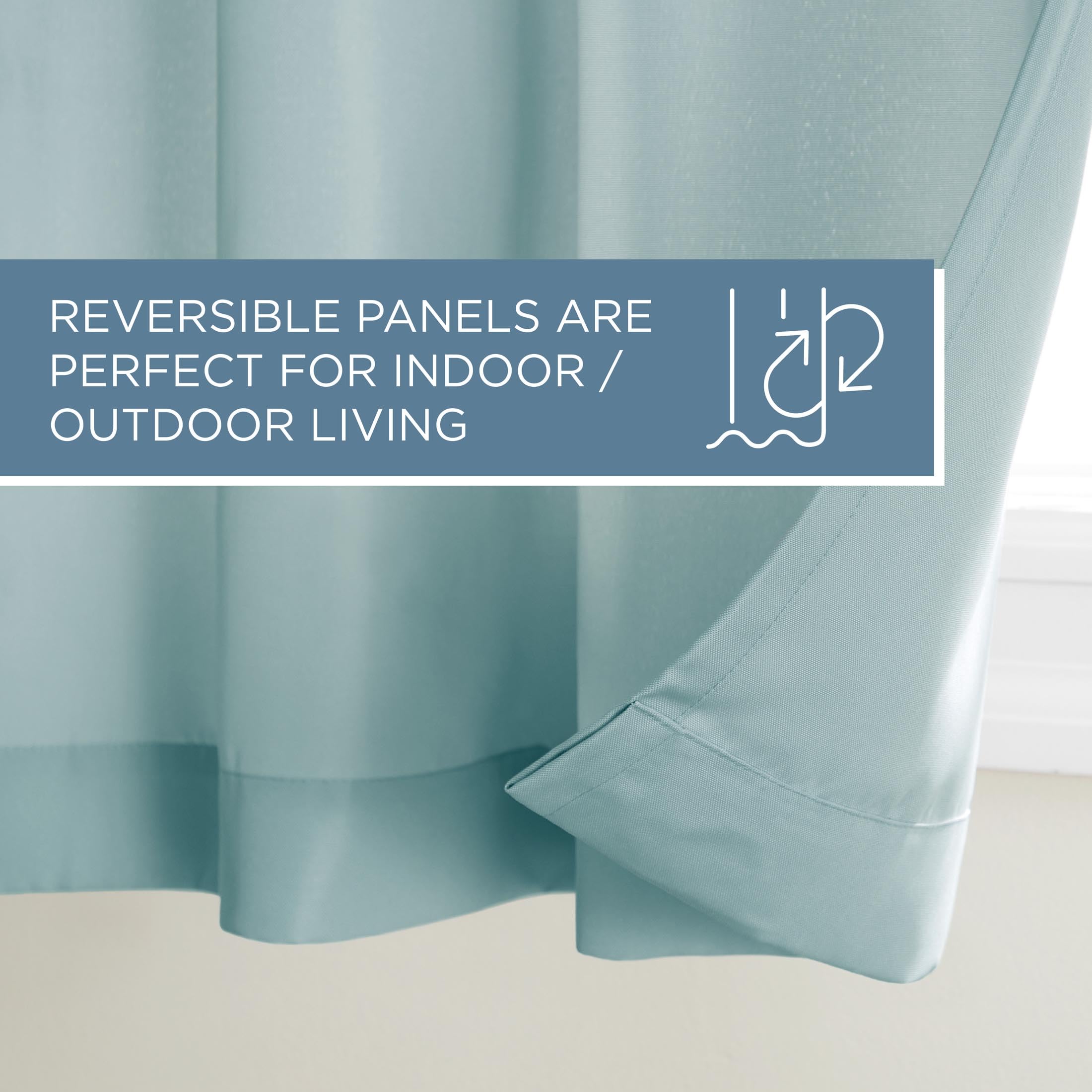 TOWN & COUNTRY BASICS curtain panel set displayed outdoors