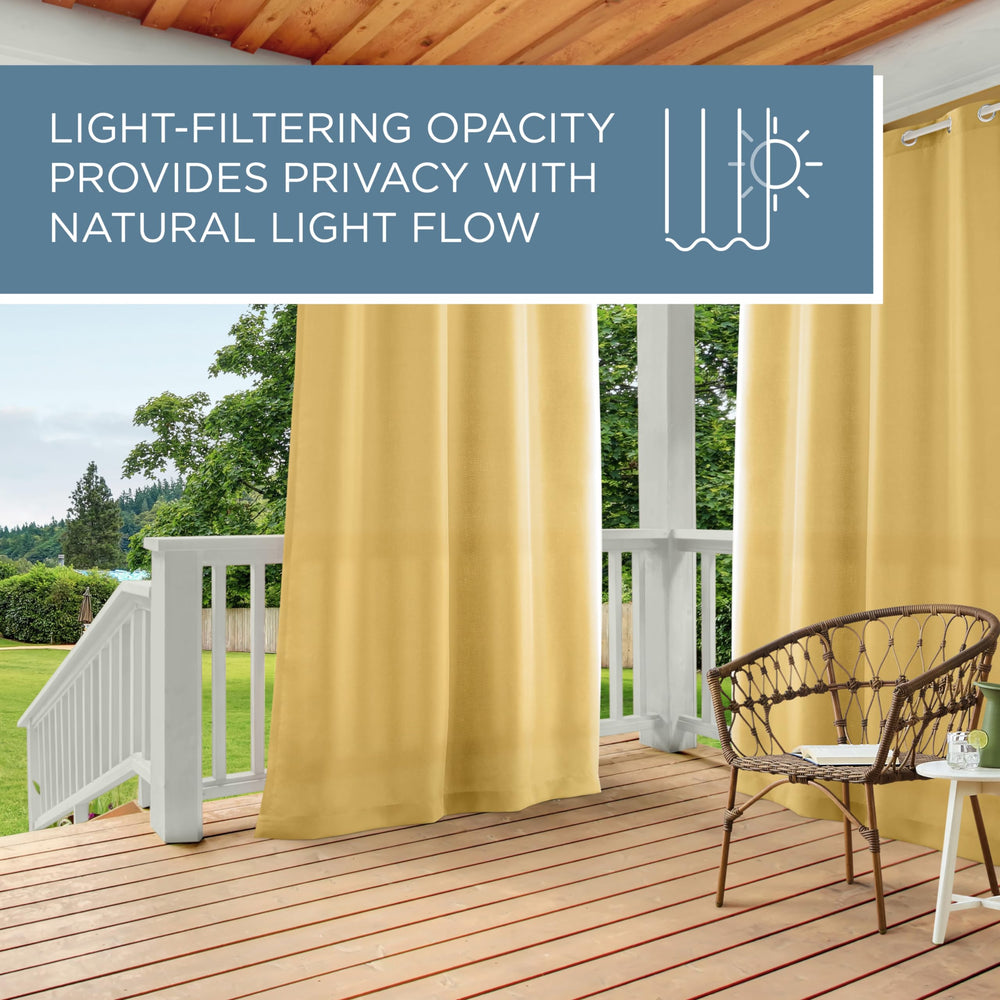 TOWN & COUNTRY BASICS curtains displayed on a pergola