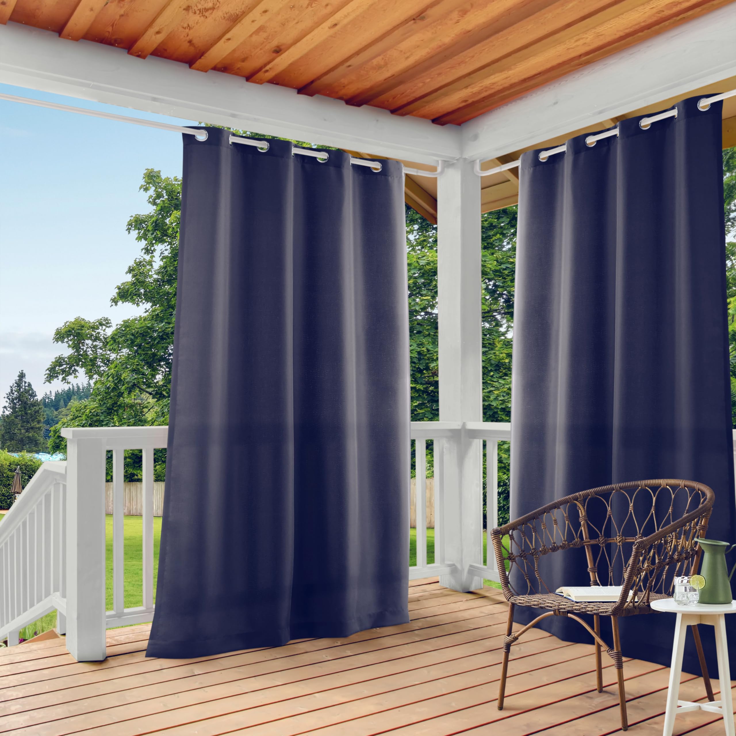 TOWN & COUNTRY BASICS dark navy curtain panel front view 54" x 96"