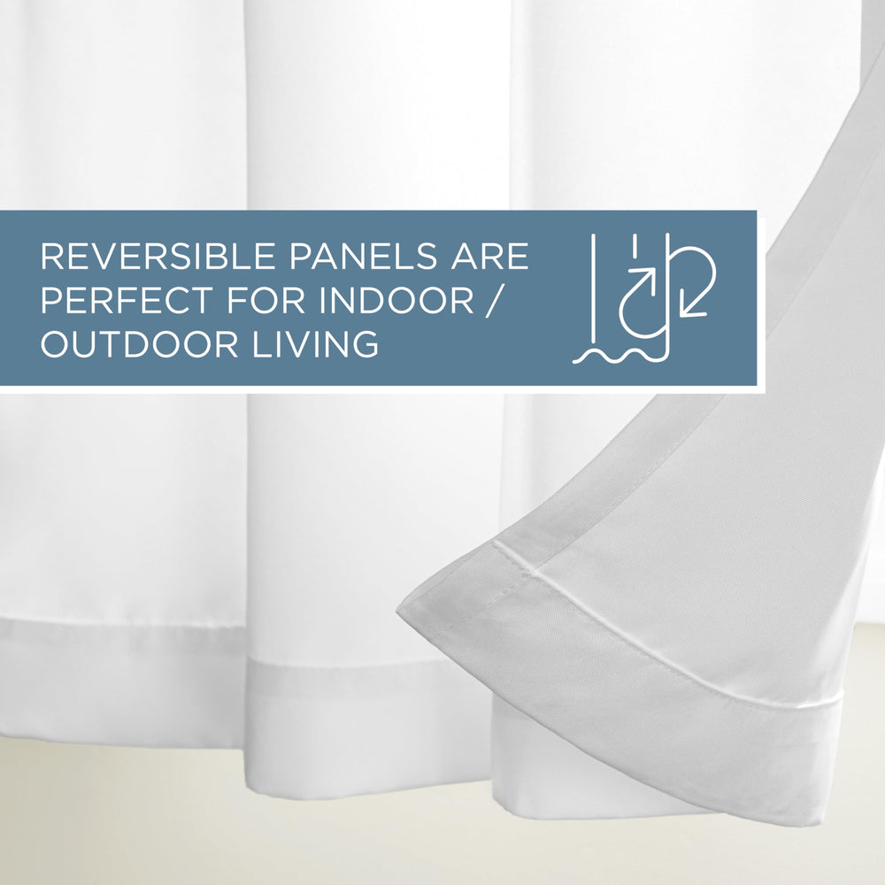 TOWN & COUNTRY BASICS outdoor curtains draping elegantly on patio