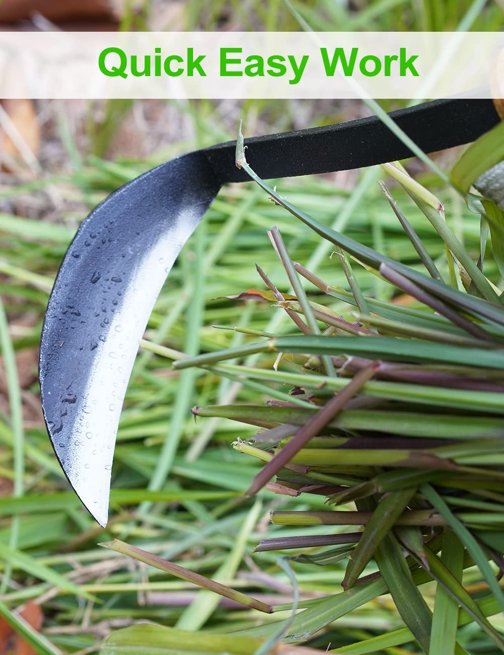 TOYPOPOR 11 inch Weeding Sickle Hoe blade close-up