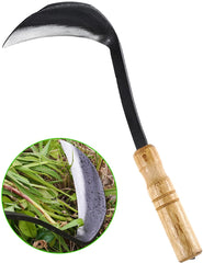 TOYPOPOR 11 inch Weeding Sickle Hoe front view with sharp blade
