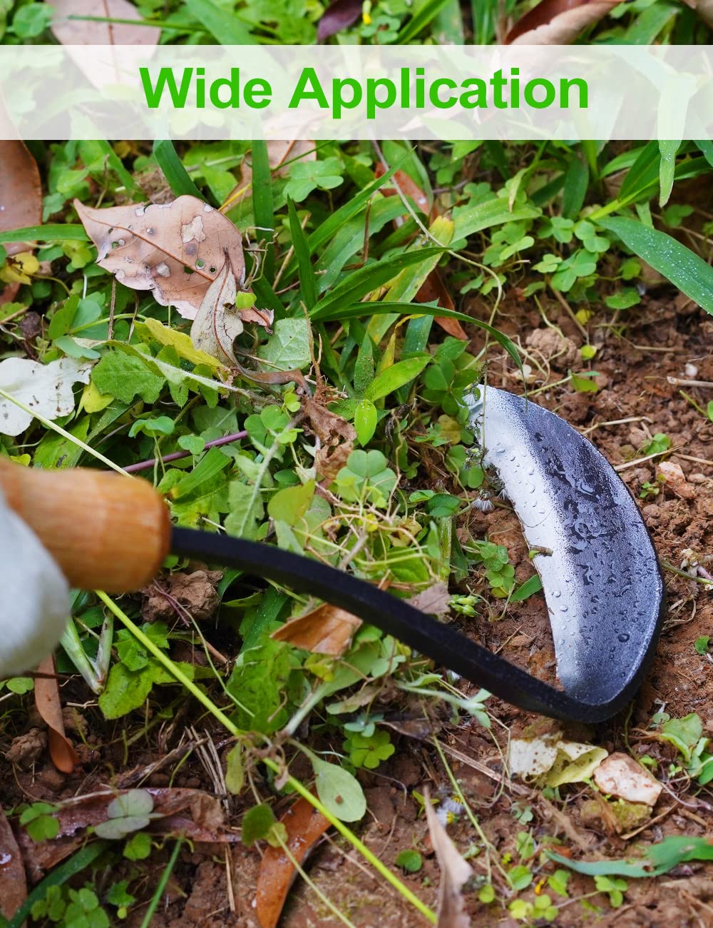 TOYPOPOR 11 inch Weeding Sickle Hoe in garden setting
