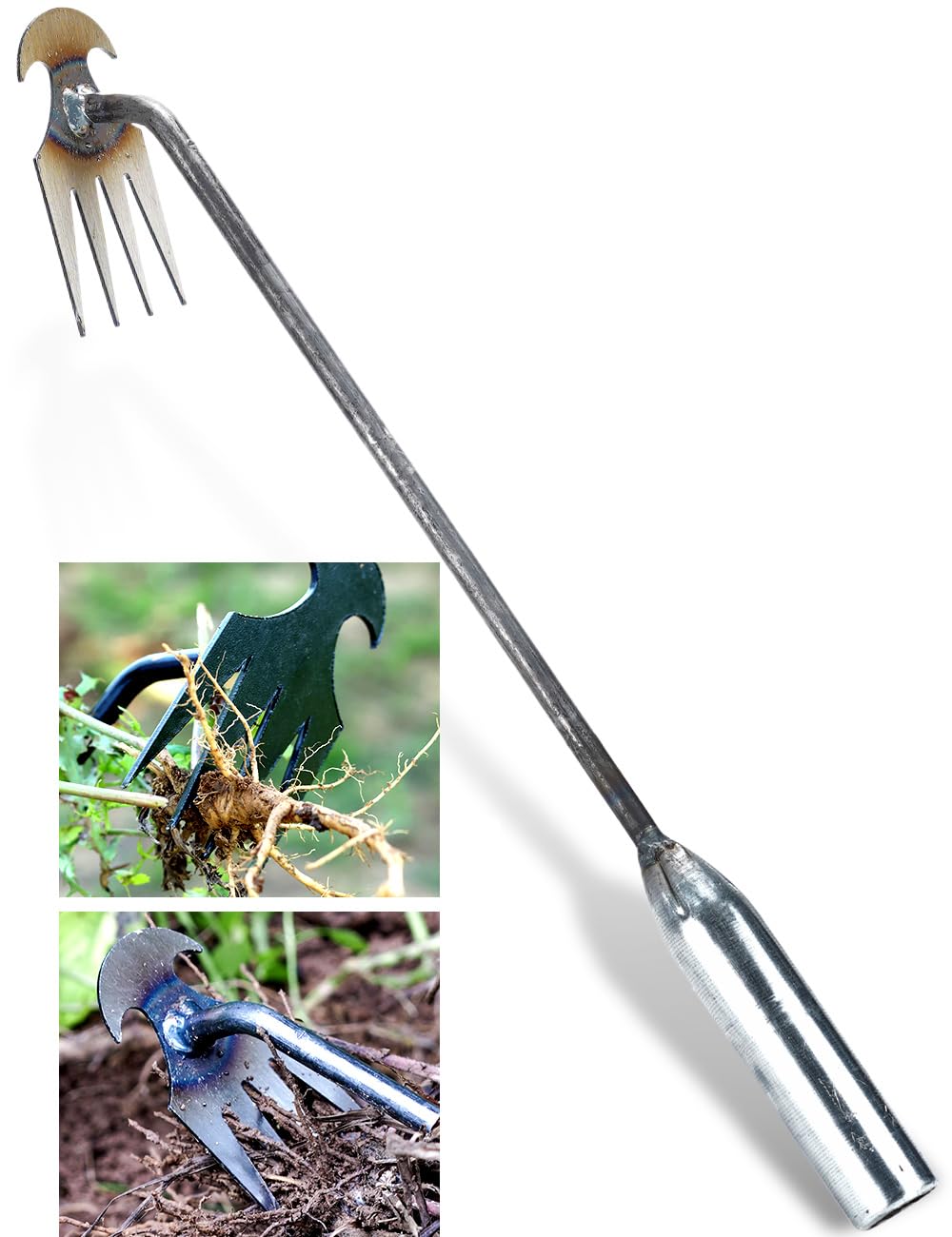 TOYPOPOR 16-inch 4 Teeth Weeding Tool front view