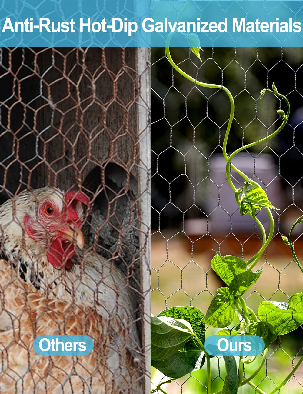 TOYPOPOR chicken wire showing anti-rust coating