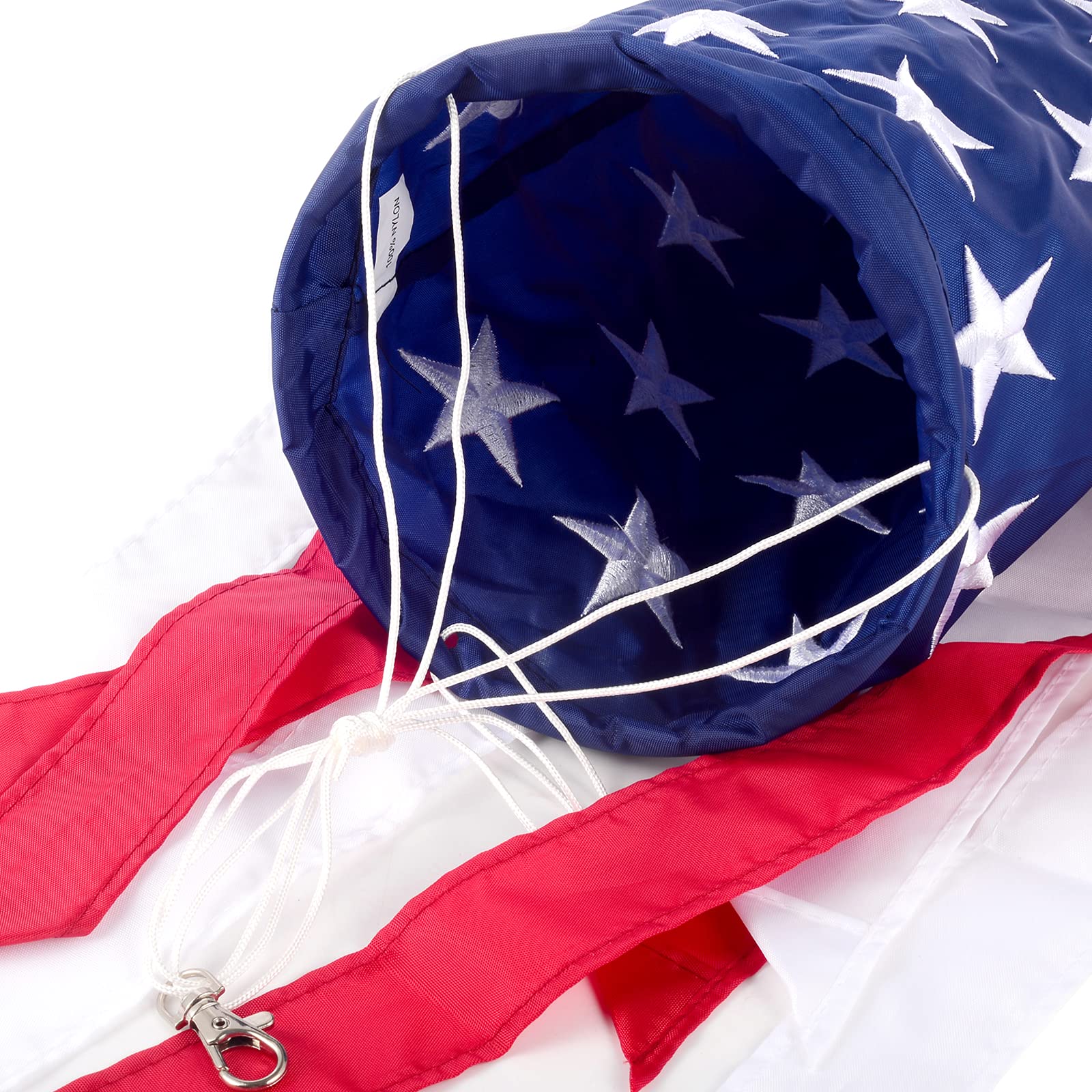 TPFEYEN American Flag Windsock side view showing sewn streamers