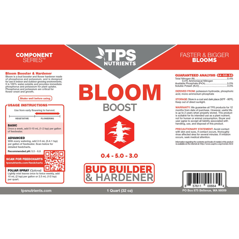 TPS NUTRIENTS Bloom Bud Builder label close-up