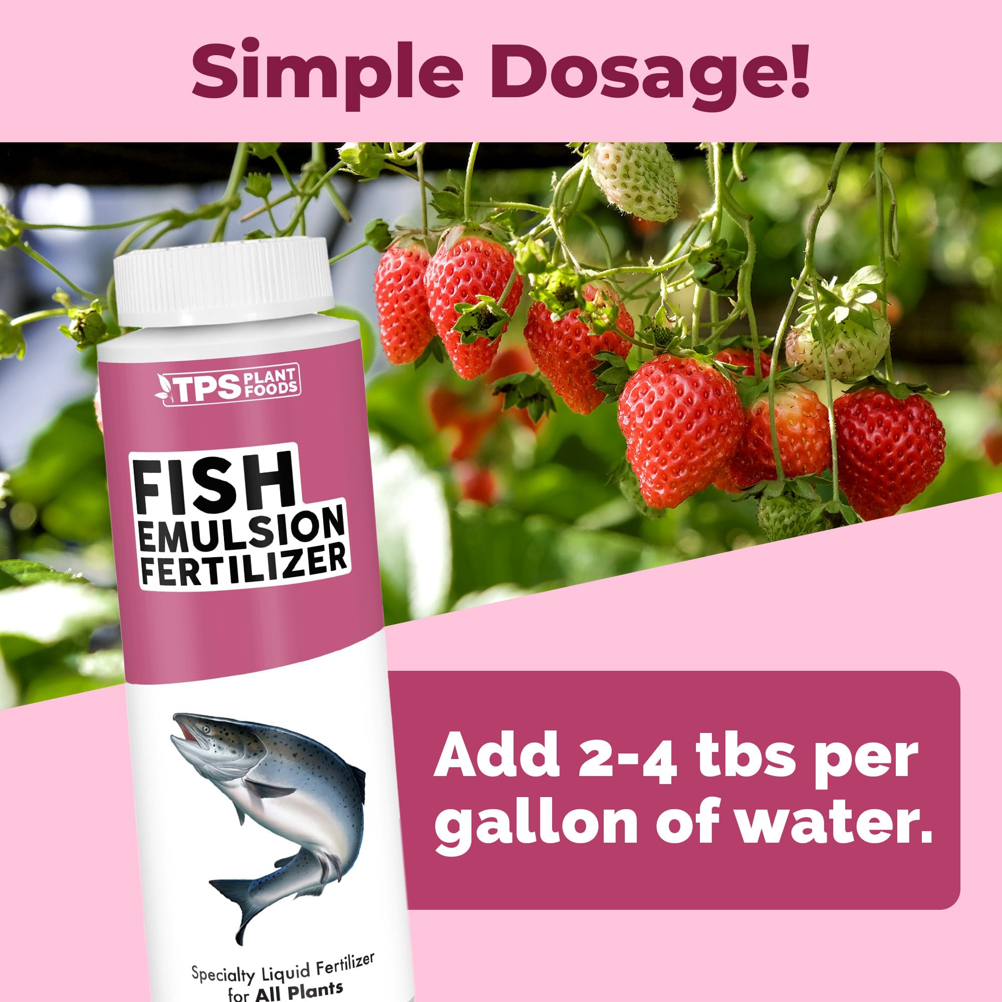 TPS NUTRIENTS Fish Emulsion Fertilizer 8 oz side view showing liquid
