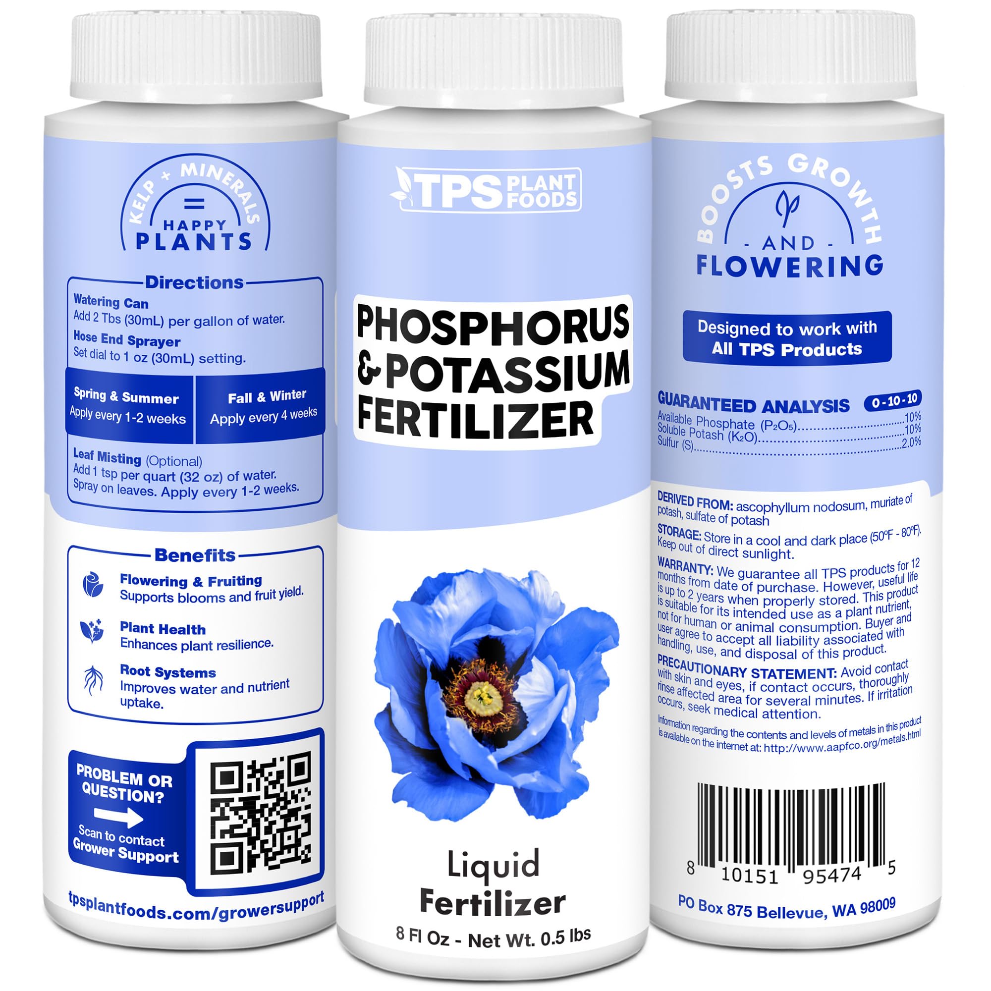 TPS NUTRIENTS Liquid Bloom Fertilizer label and instructions