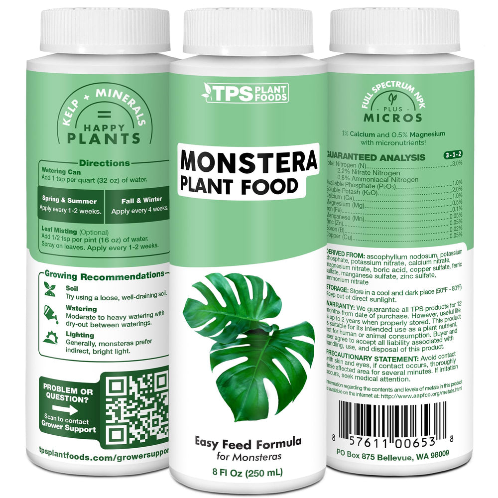 TPS NUTRIENTS Monstera Plant Food in a home setting with plants