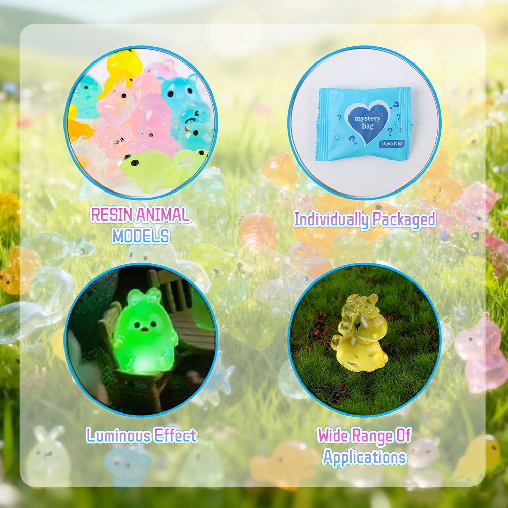 TQBAJ mini resin animals in a fairy garden setup