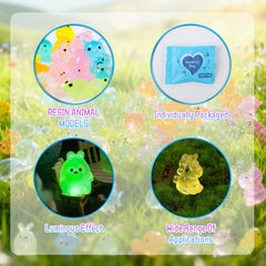 TQBAJ mini resin animals in a fairy garden setup