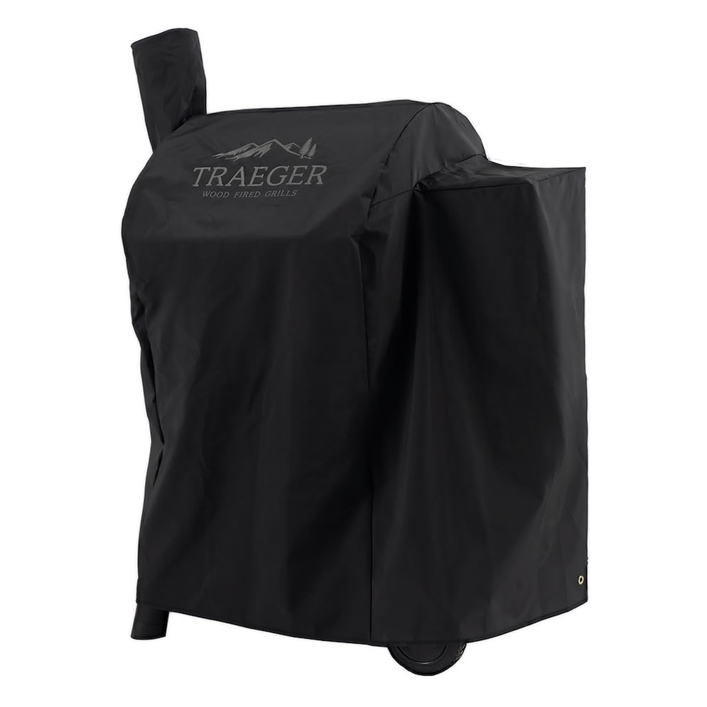 Traeger BAC503 grill cover side view with grill