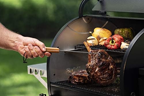 Traeger BBQ Pig Tail Meat Hook in use during a barbecue