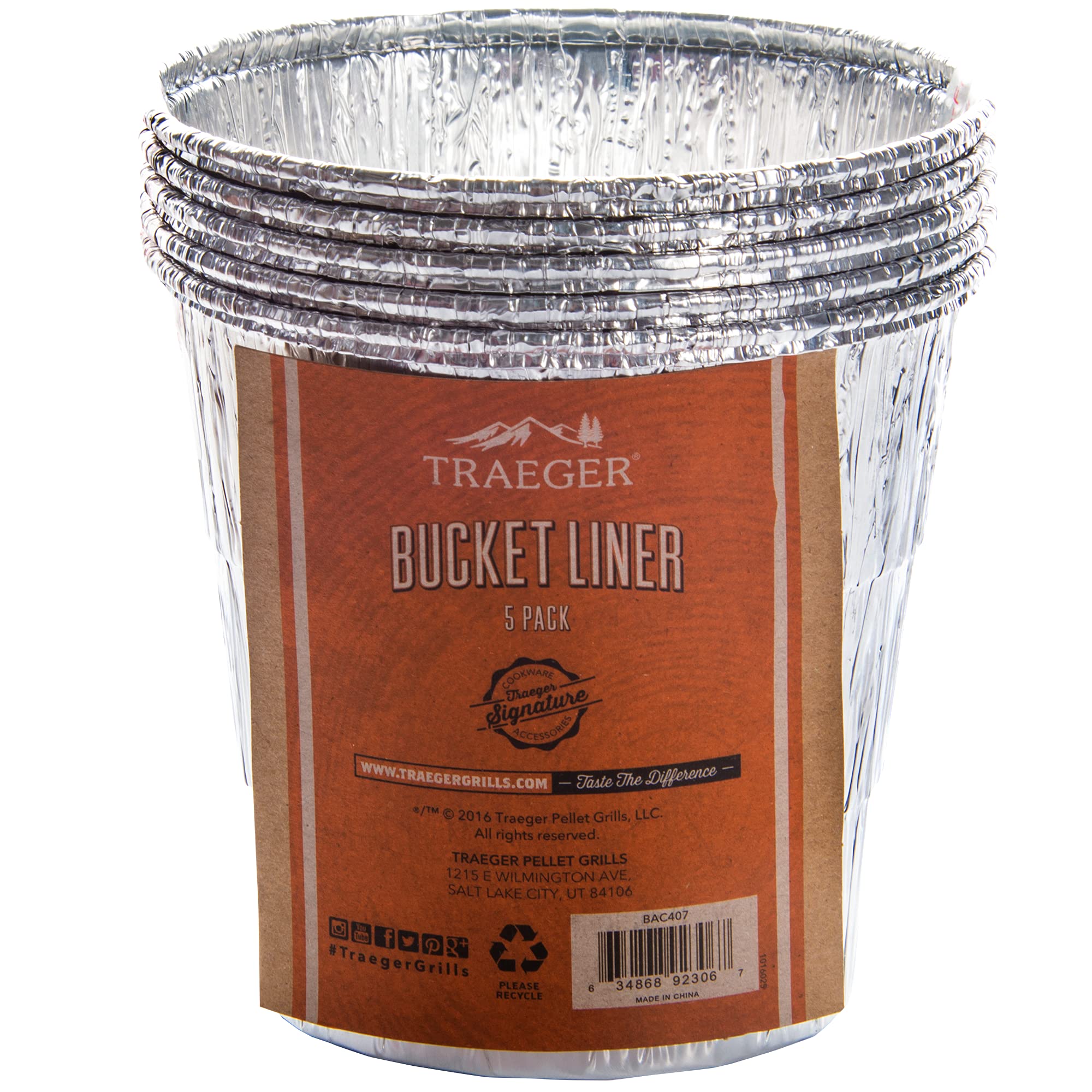 Traeger Grease Bucket Liner pack of 5 disposable aluminum liners