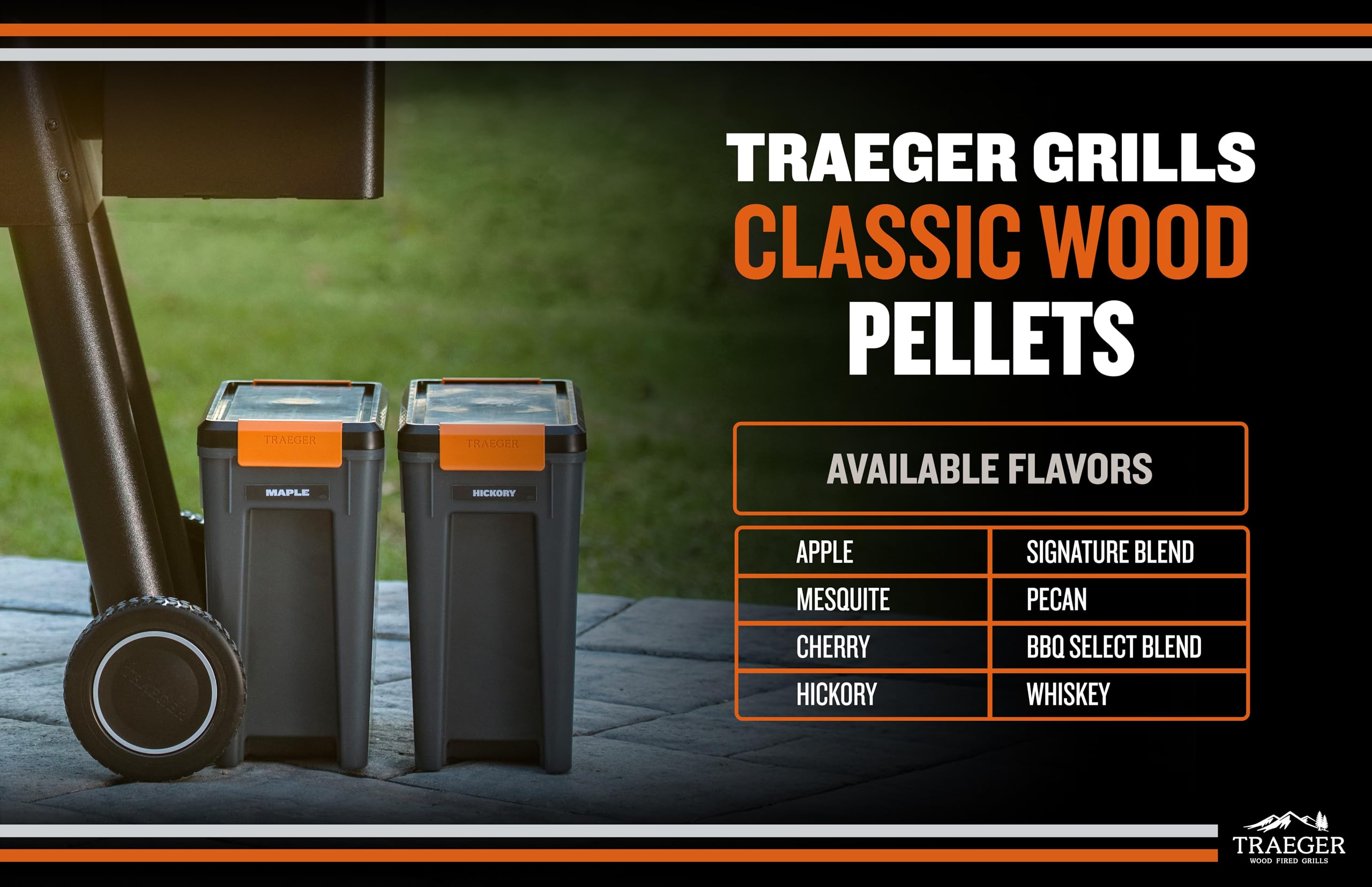 Traeger Stay Dry Pellet Storage Bin in outdoor grilling area