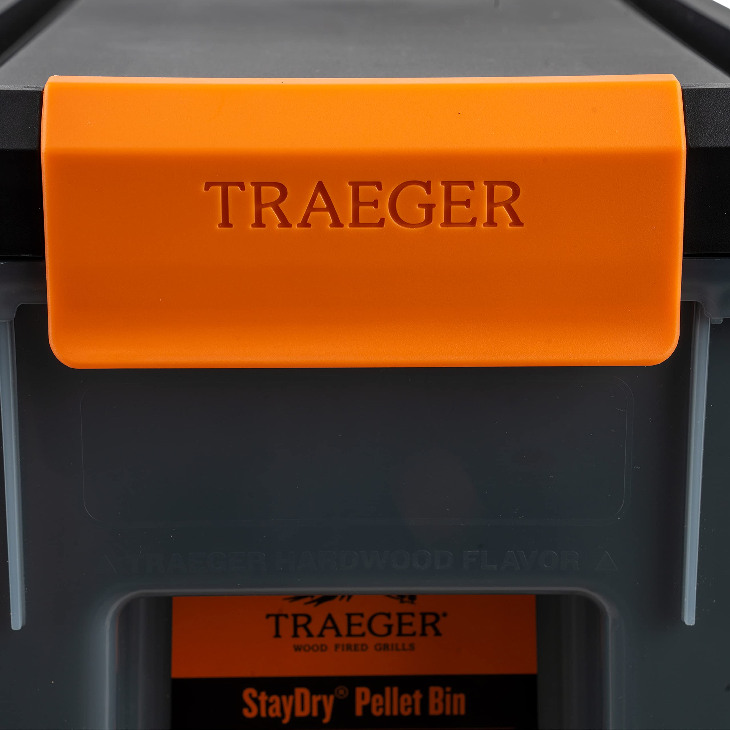 Traeger Stay Dry Pellet Storage Bin label and instructions