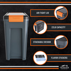 Traeger Stay Dry Pellet Storage Bin stacked with other bins