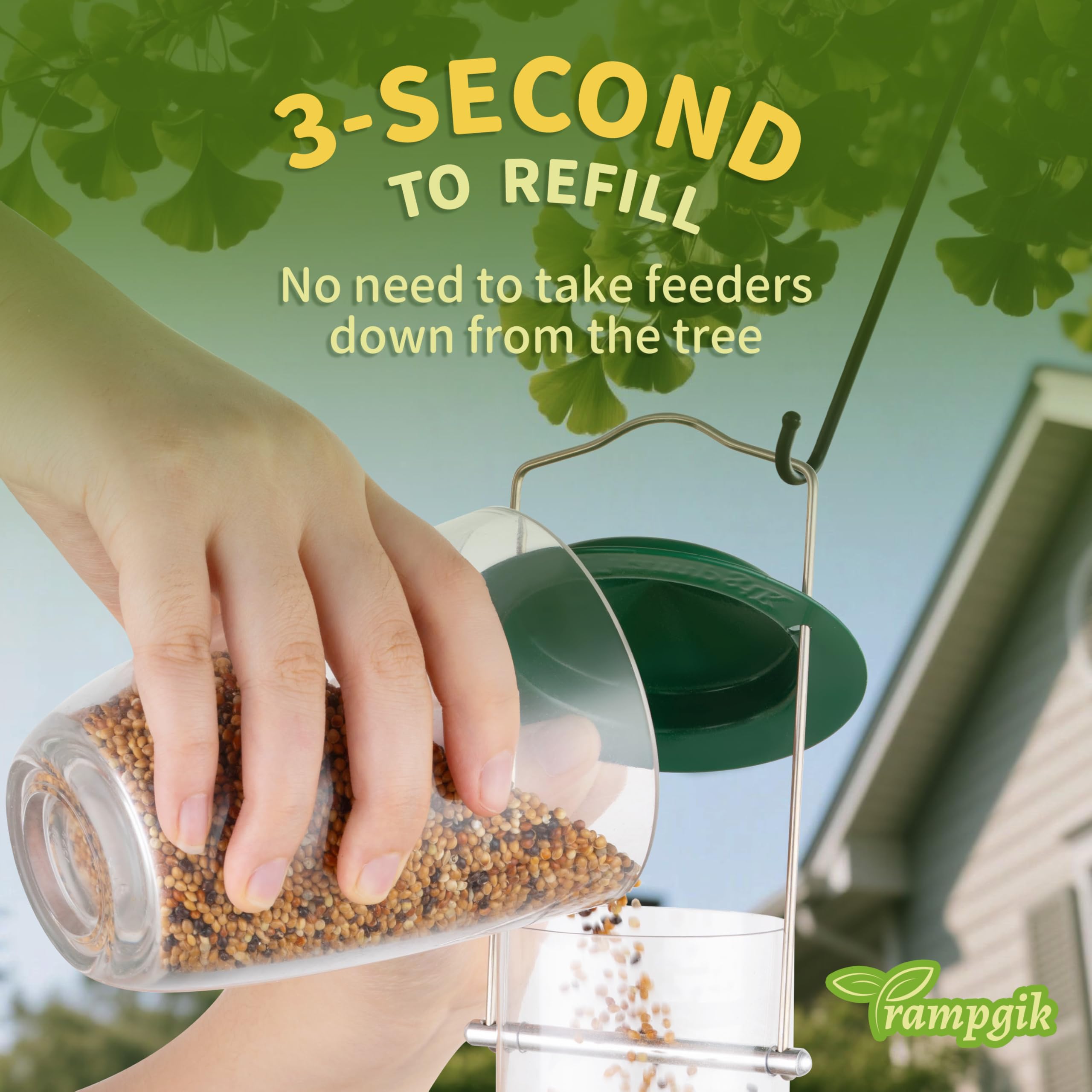 TrampgiK Bird Feeder, close-up on perches and ports
