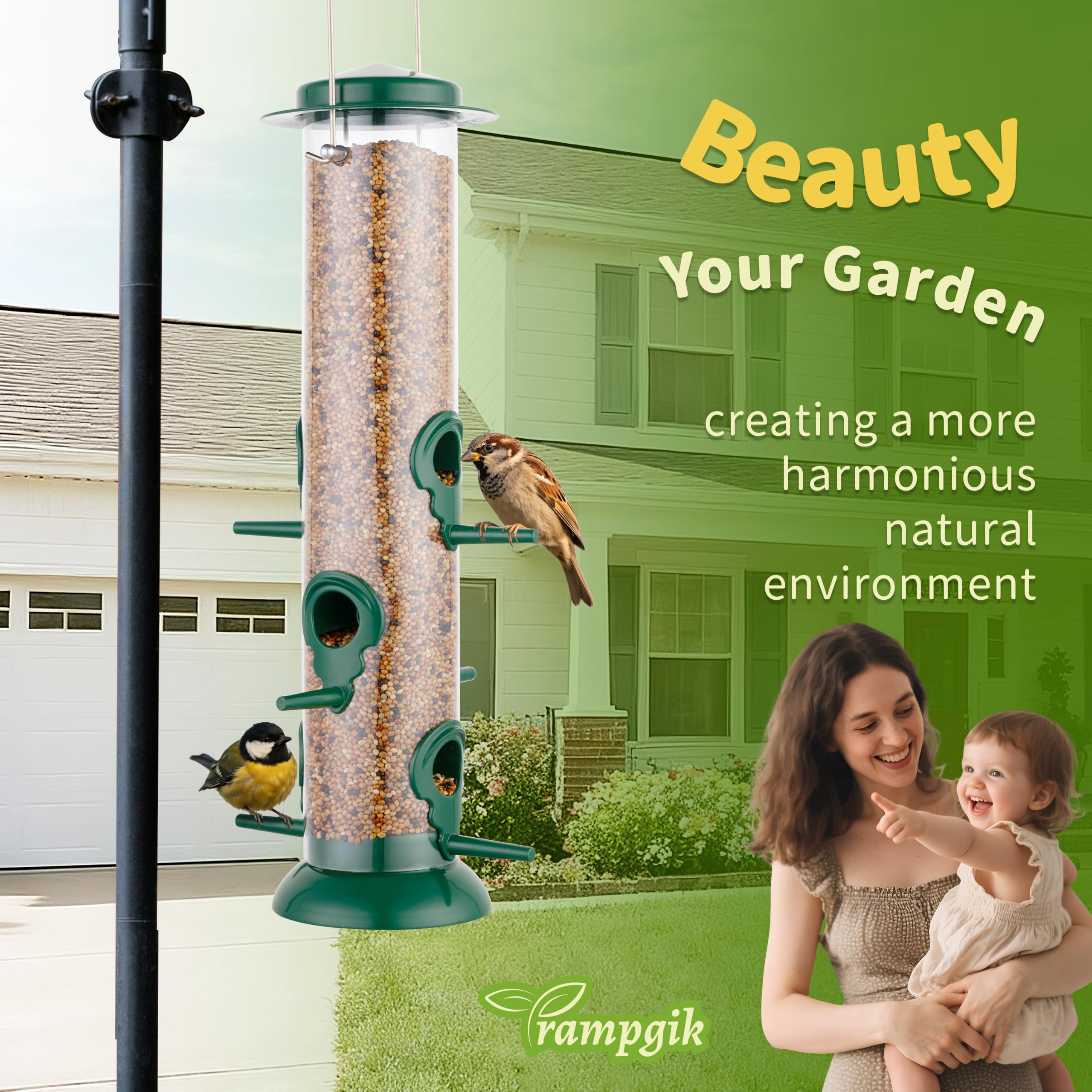 TrampgiK Bird Feeder packaging, showing contents