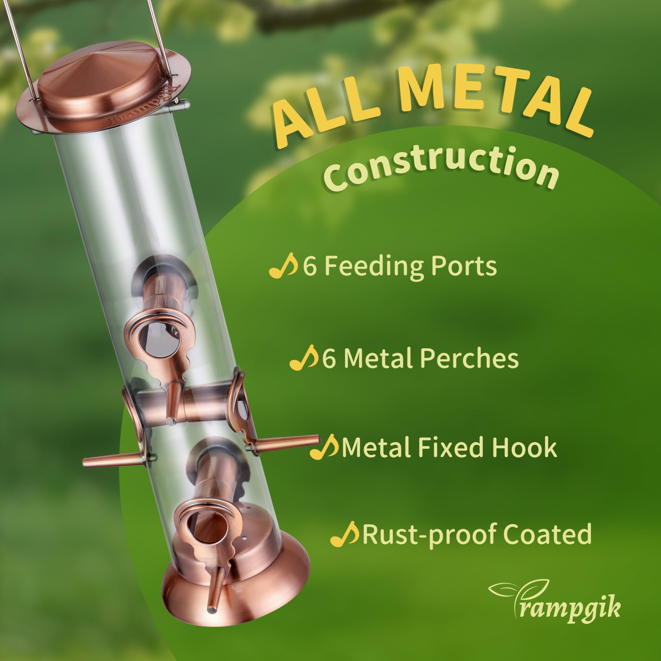 TrampgiK Bird Feeder showcasing retro brushed copper finish