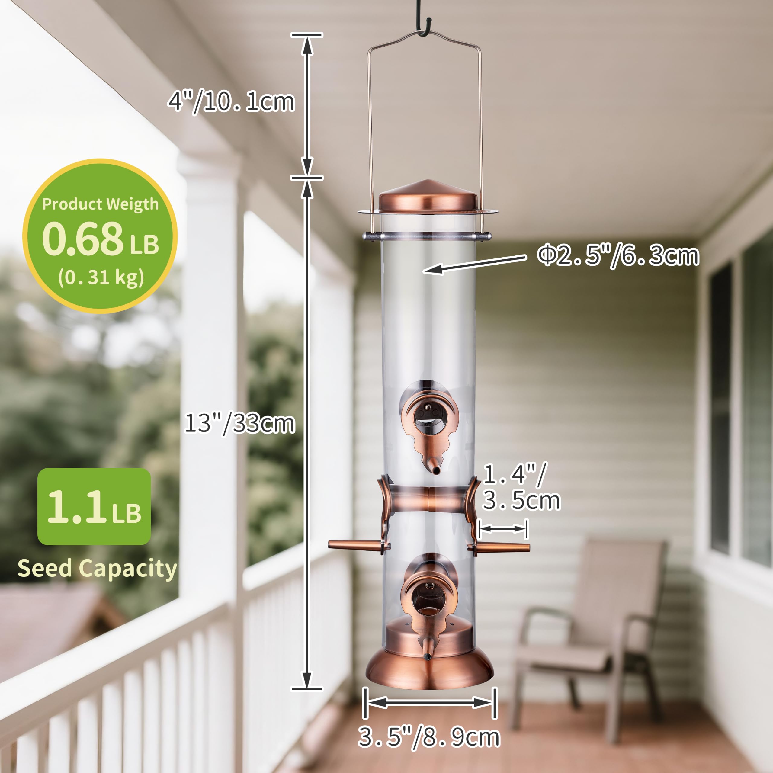 TrampgiK Bird Feeder showing 6 feeding ports
