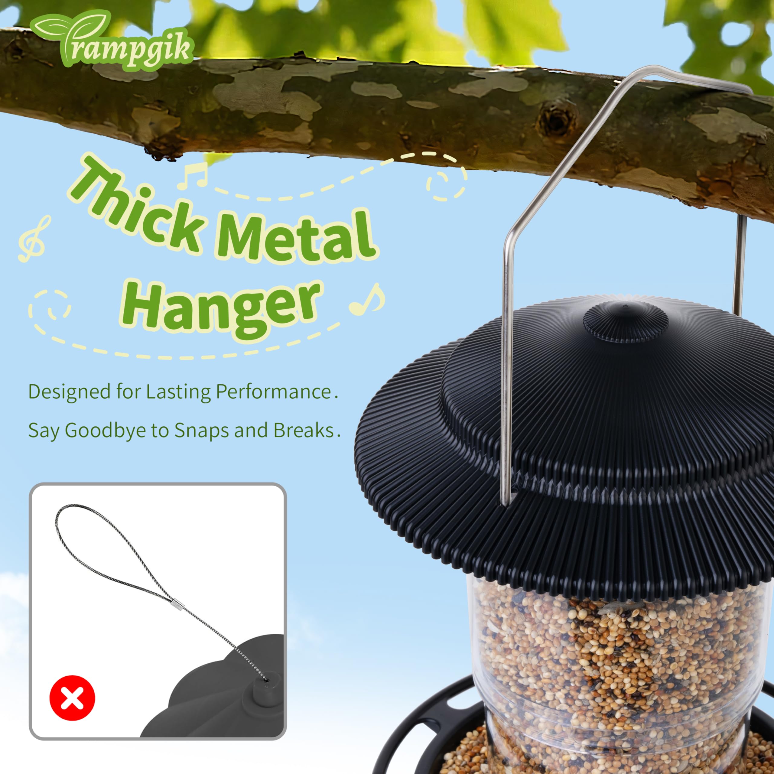 TrampgiK bird feeder showing reinforced perches
