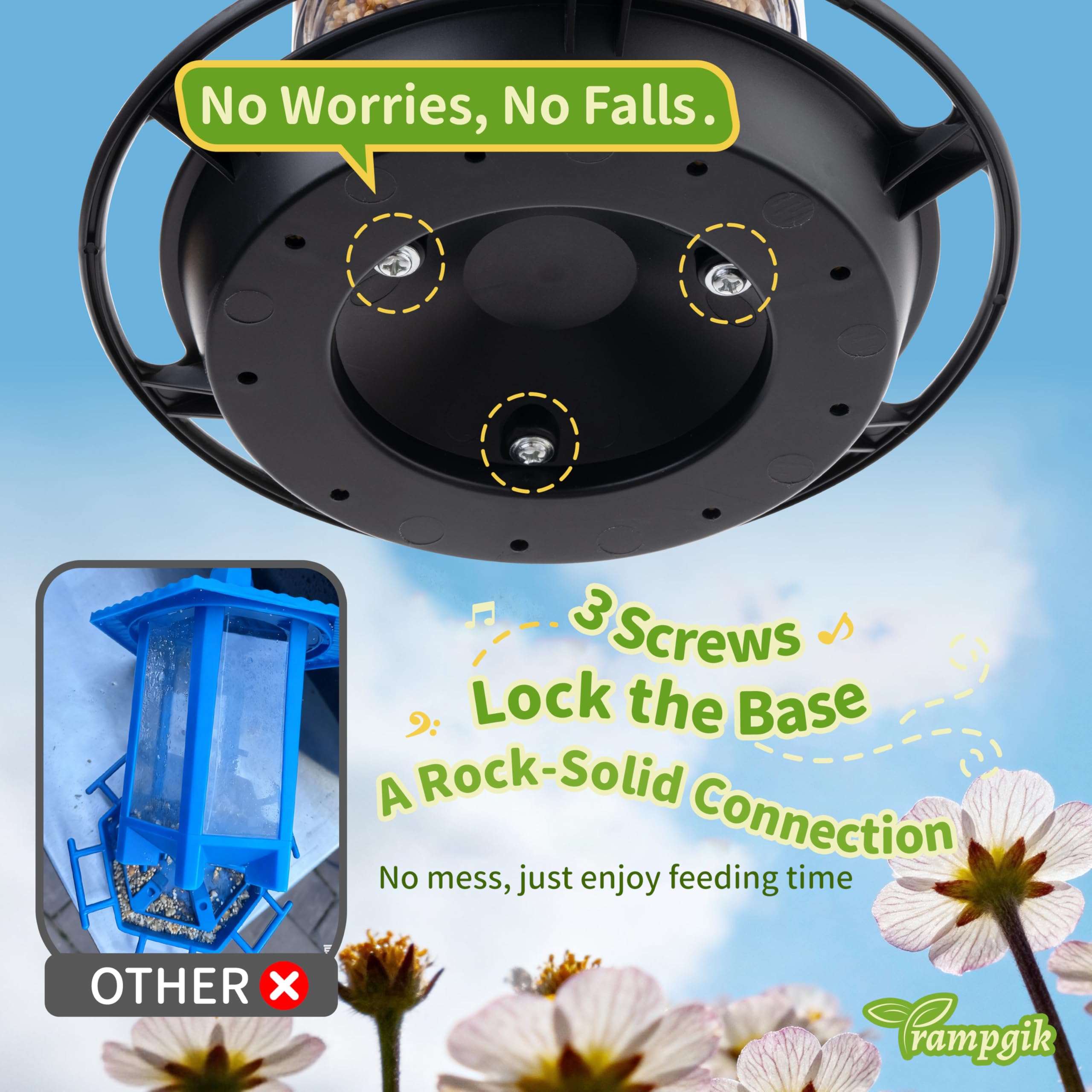 TrampgiK bird feeder with birds feeding on it