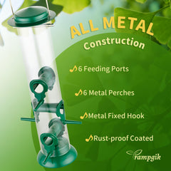 TrampgiK Metal Tube Bird Feeder with birds feeding