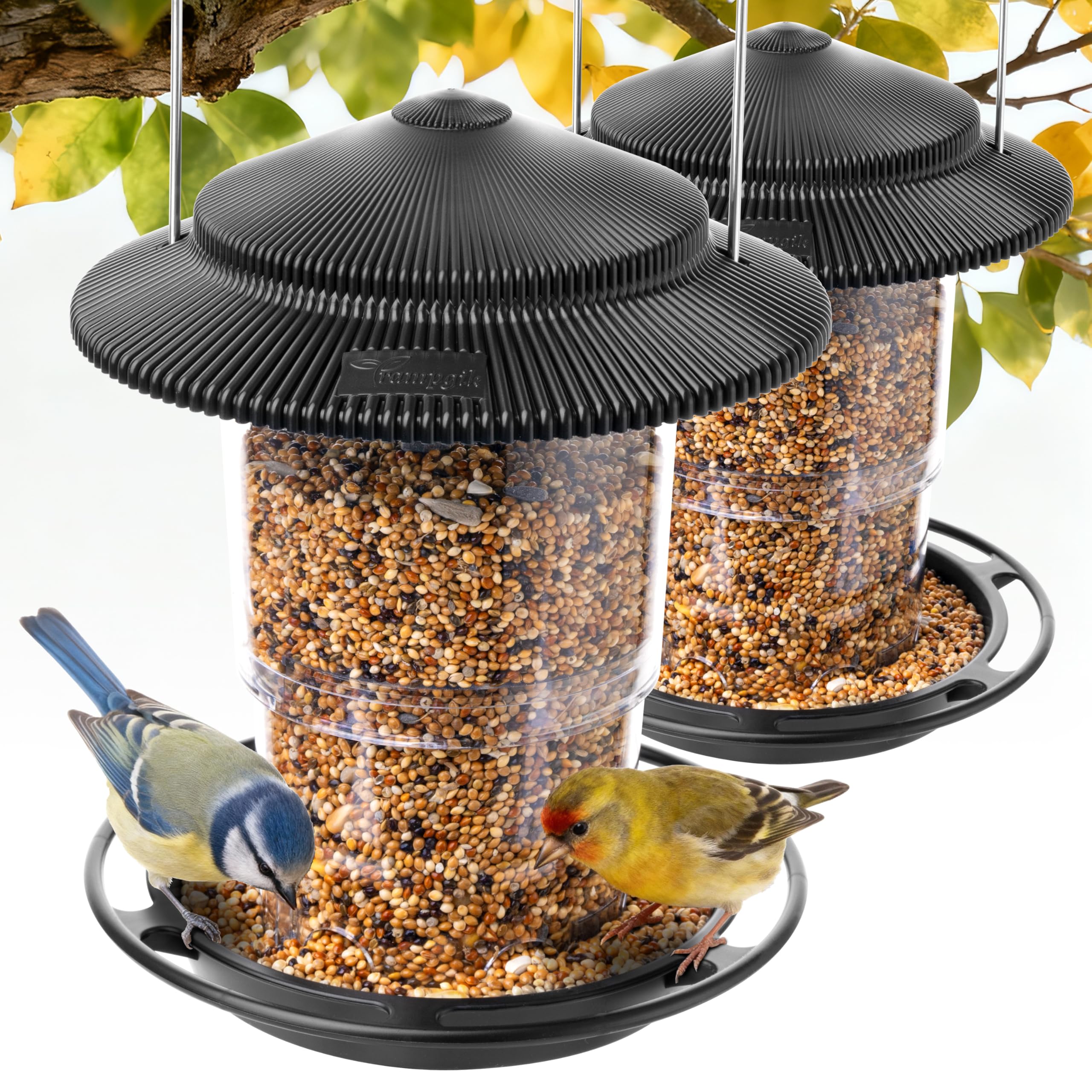TrampgiK Outdoor Bird Feeder front view with black finish