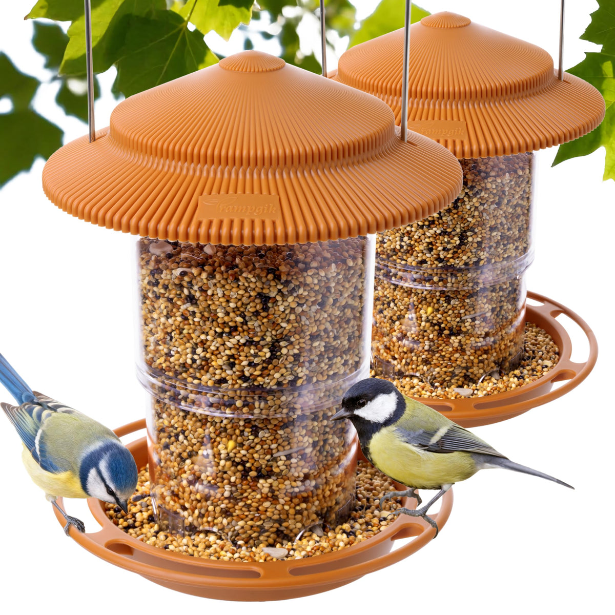 TrampgiK Outdoor Bird Feeder pack of 2, terracotta colour front view