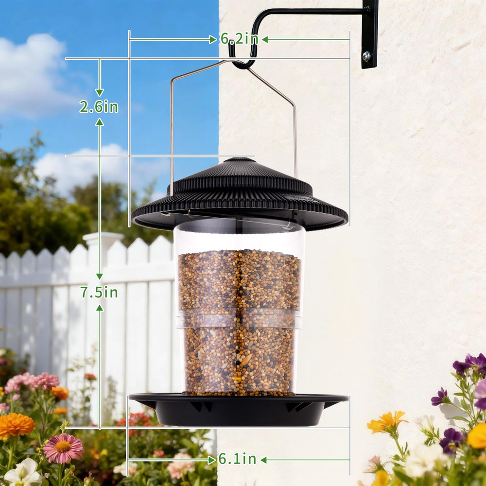 TrampgiK Outdoor Bird Feeder side view showcasing metal hanger