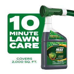 Translucent bottle of Scotts Liquid Green Max showing liquid level