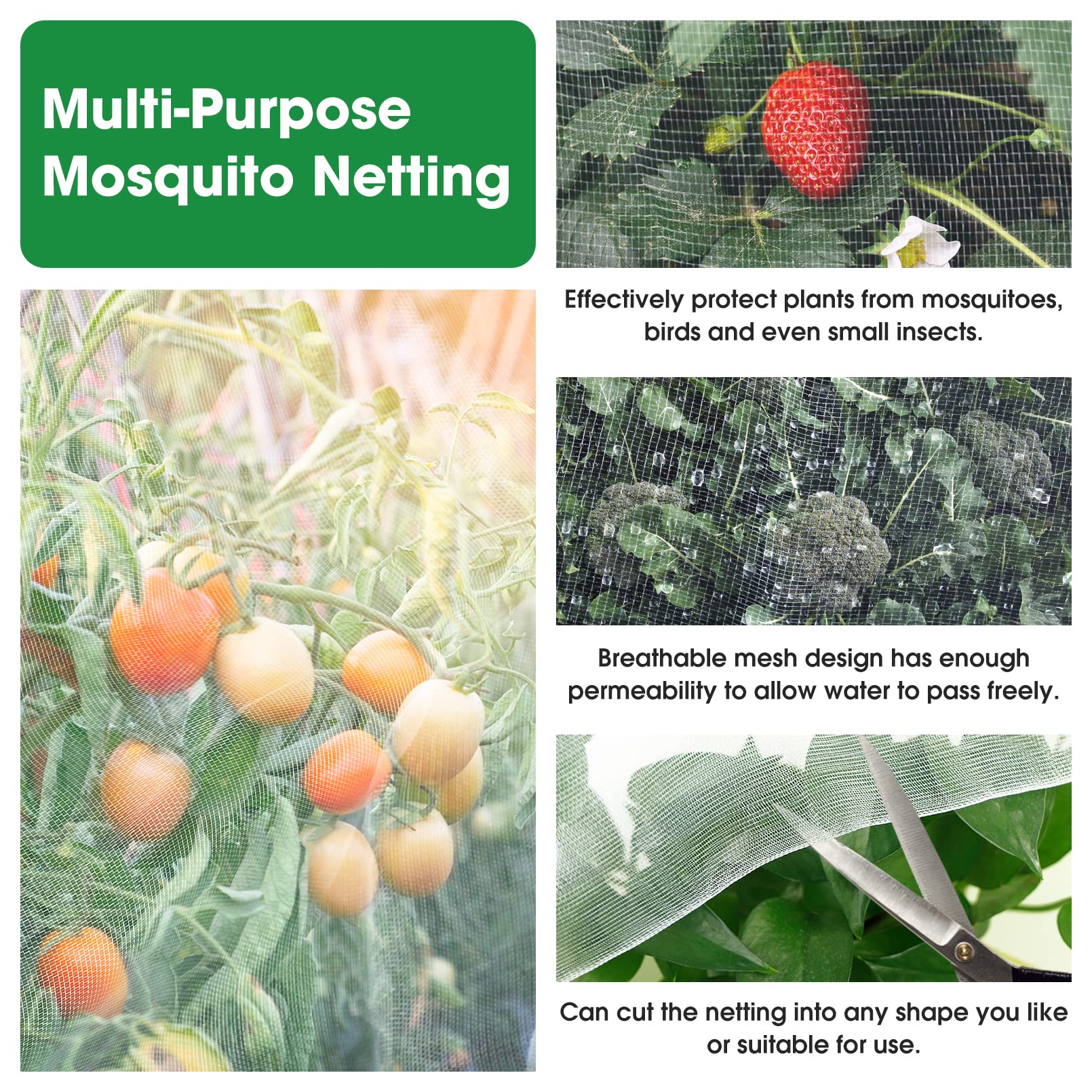 Transparent garden netting ensuring sunlight passes through