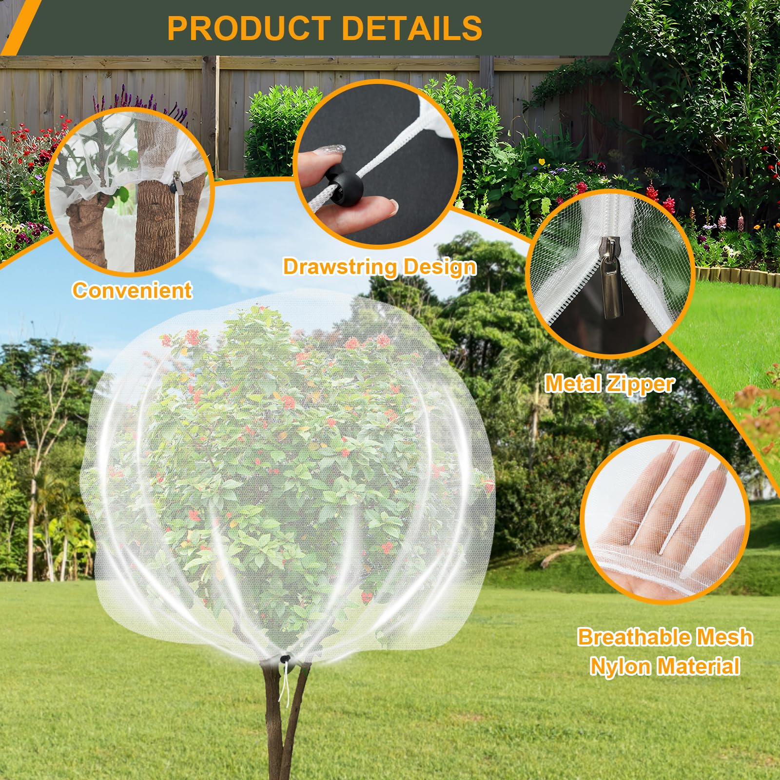 transparent mesh of the tree netting cover