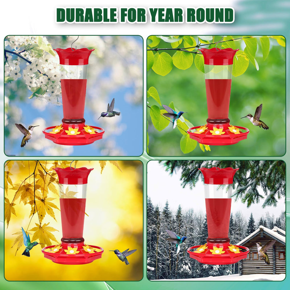 Transparent nectar reservoir of the hummingbird feeder