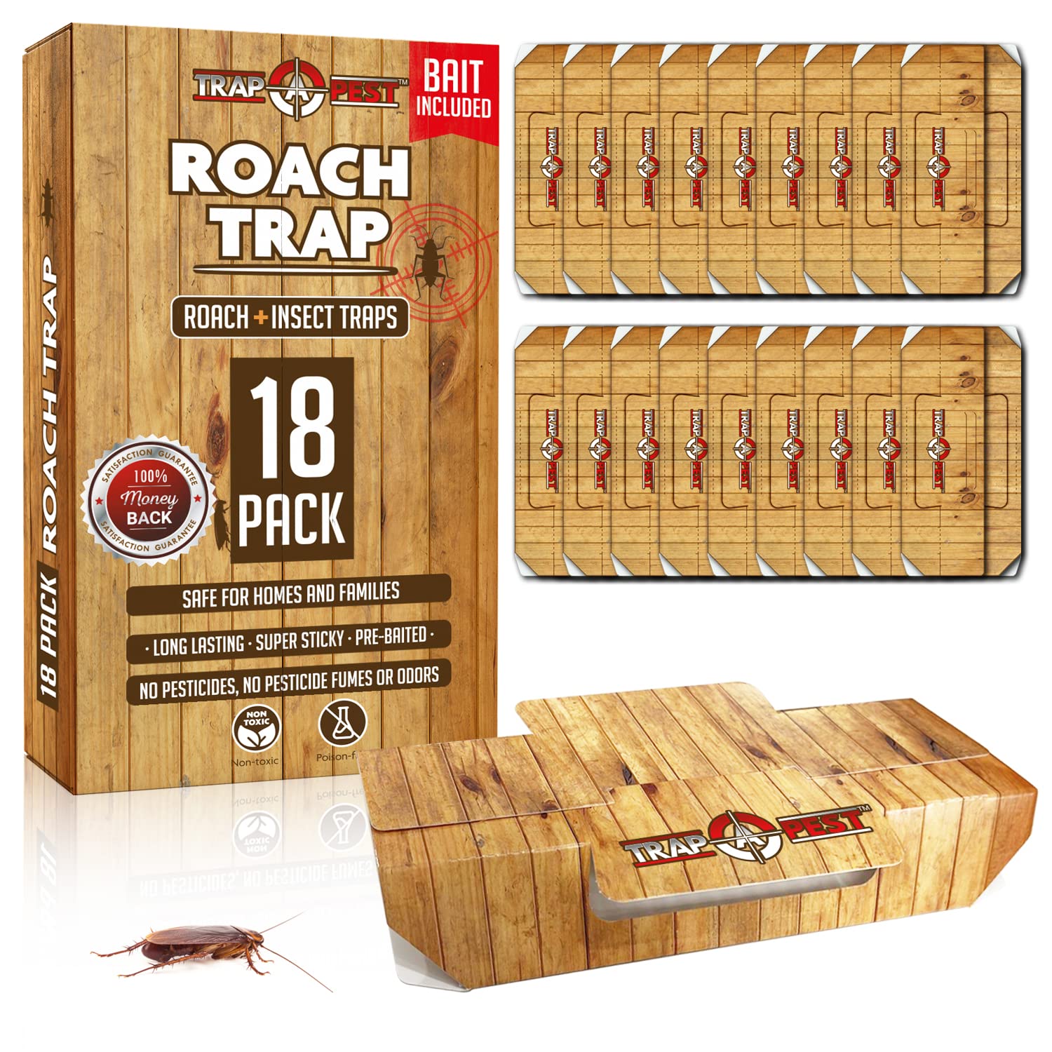 TRAP A PEST Sticky Indoor Roach Trap pack front view